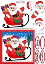 Xmas Santa and Sleigh Quick Card N 3D Decoupage