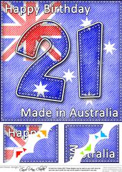 8 x 8 Flying the Flag Aus 21st Birthday Scalloped Topper