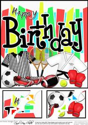 8 x 8 Birthday Sports and Games Scalloped Corner Topper