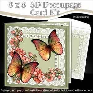 8 x 8 Butterflies Flowers N Lace Kit with 3D Decoupage