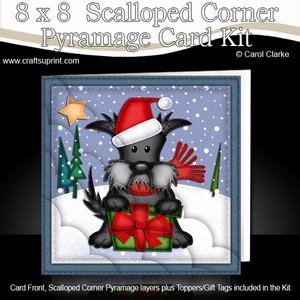 8 x 8 Xmas Hamish Scottie Dog Card Scalloped Corner Kit