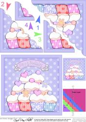 Birthday Cupcakes Scallop Corner Side Stacker Topper