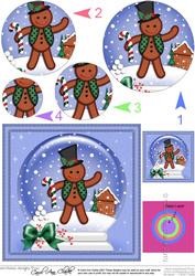 Xmas Gingerbread Man Snowglobe Circle Pyramage Topper