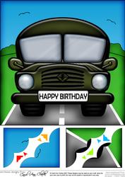 8 x 8 Fun Army Truck Scalloped Corner Topper