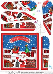 Xmas Rooftop Santa Fan Pyramage Topper