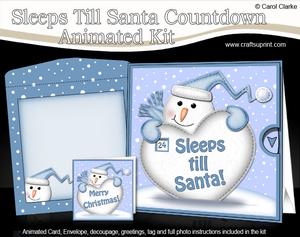 3dxmas Snowman Sleeps Till Santa Countdown Moveable Card