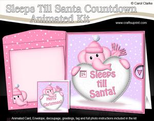 3D Xmas Elephant Sleeps Till Santa Countdown Moveable Card