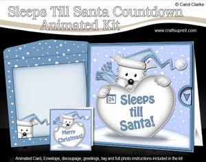 3D Xmas Westie Dog Sleeps Till Santa Countdown Moveable Card