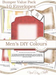 Bumper Value Pack of Square Envelopes in Men's DIY Colours