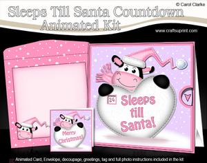 3D Xmas Milly Moo Sleeps Till Santa Countdown Moveable Card