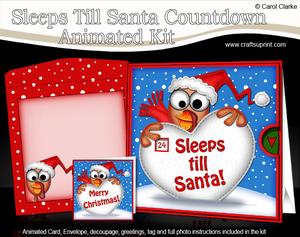 3D Xmas Turkey Sleeps Till Santa Countdown Moveable Card