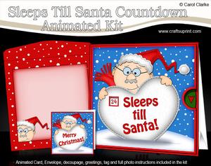 3D Xmas Bert Sleeps Till Santa Countdown Moveable Card