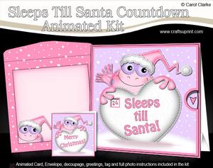 3D Xmas Frog Sleeps Till Santa Countdown Moveable Card