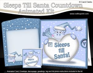 3D Xmas Hippo Sleeps Till Santa Countdown Moveable Card