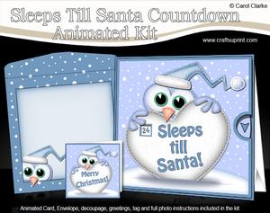 3D Xmas Hoot Owl Sleeps Till Santa Countdown Moveable Card