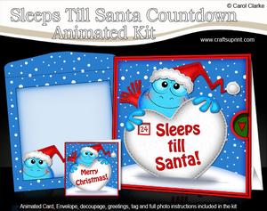 3D Xmas Frog Sleeps Till Santa Countdown Moveable Card