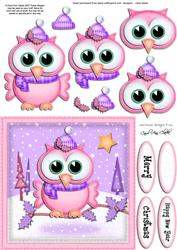 Xmas Little Hoot Owl Quick Card N 3D Decoupage