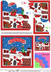 Xmas Rooftop Santa Shell Edged Corner Side Stacker