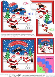 Xmas Skiing Santa Shell Edged Corner Side Stacker