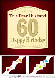 8 x 8 60th Birthday Husband Wine Label Scalloped Corner