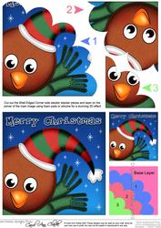 Xmas Robin Fun Novelty Shell Edged Corner Side Stacker