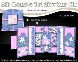 3D Denim N Daisies Double Tri Shutter Card Kit