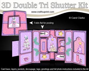 3D Xmas Snowman Double Tri Shutter Card Kit