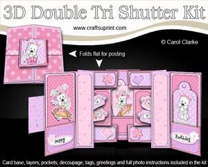 3D Jess Westie Dog Double Tri Shutter Card Kit