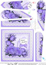 Birthday Roses Lace N Pearls Fan Pyramage Topper