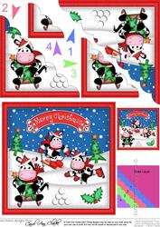 Xmas Milly Moo Cow Scalloped Corner Side Stacker Topper