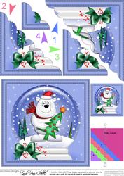 Xmas Ben Polar Bear Snowglobe Scallop Corner Side Stacker