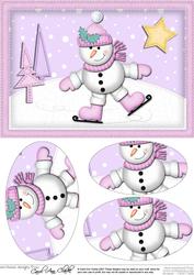 A5 Xmas Snowman Oval Pyramage Topper
