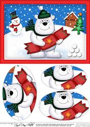 A5 Xmas Ben Polar Bear Oval Pyramage Topper