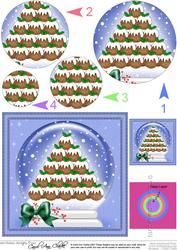 Xmas Pudding Tree Snowglobe Circle Pyramage Topper