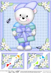 8 x 8 Teddy Ed's Present Scalloped Corner Topper