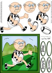 Bert Plays Rugby Quick Card N 3D Decoupage