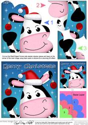 Xmas Milly Moo Fun Novelty Shell Edged Corner Side Stacker