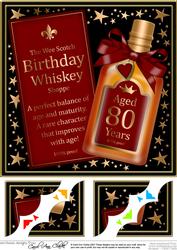 8 x 8 80th Birthday Whisky Scalloped Corner Topper