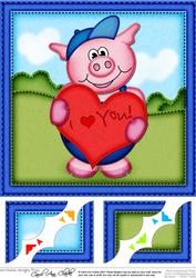8 x 8 Ziggy Piggy's Heart Scalloped Corner Topper
