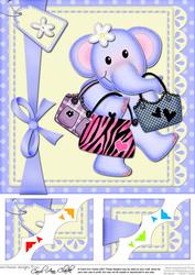 8 x 8 Lola Elephant Goes Shopping Scalloped Corner Topper