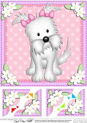 8 x 8 Jess Westie Dog Scalloped Corner Topper