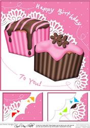 8 x 8 Fondant Fancies Birthday Cakes Scalloped Corner Topper