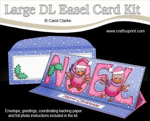Large Dl Christmas Noel Robins Easel Card Kit