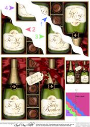 Birthday Twin Brother Champers N Chocs Wavy Corner Stacker