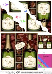 Birthday Twin Brother Champers N Chocs Wavy Corner Stacker