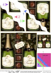 Birthday Twin Brother Champers N Chocs Wavy Corner Stacker