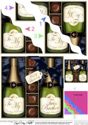 Birthday Twin Brother Champers N Chocs Wavy Corner Stacker
