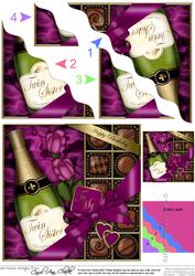 Birthday Twin Sister Champers N Chocs Wavy Corner Stacker