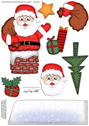 Xmas Santa Got Stuck 3D Decoupage Sheet