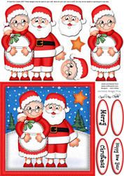 Xmas Santa N Mrs Claus Quick Card N 3D Decoupage